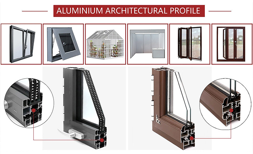 6063 Wooden Grain Anodized Aluminum Extrusion Profiles for Window Door